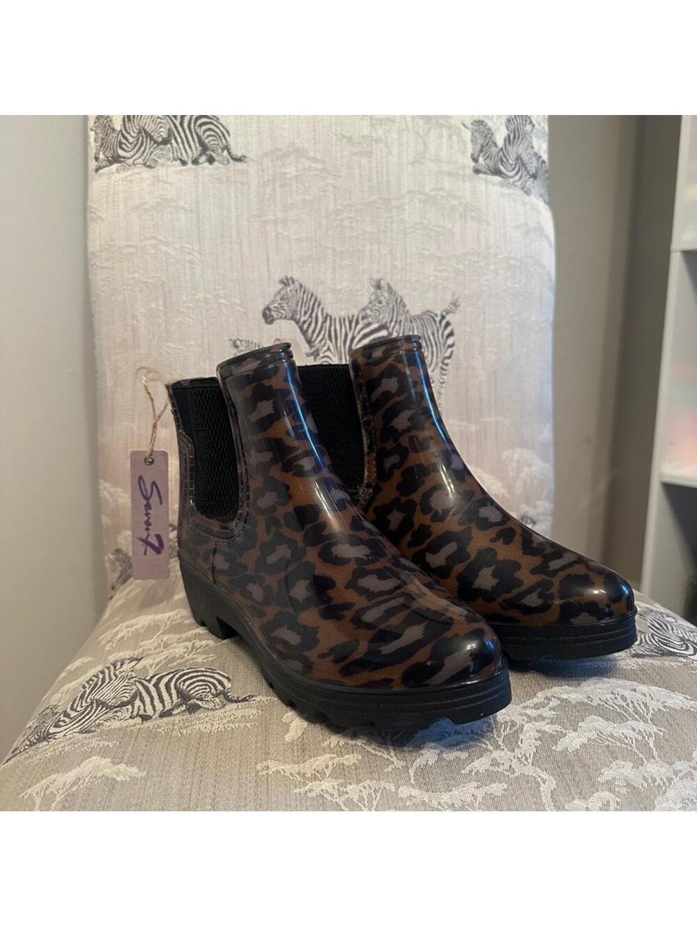 Seven7 Leopard Print Rain Boots Ankle Boots